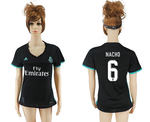 Women's Real Madrid #6 Nacho Away Soccer Club Jersey - Click Image to Close